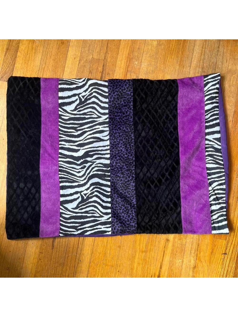 y2k animal print black and purple pillow cover